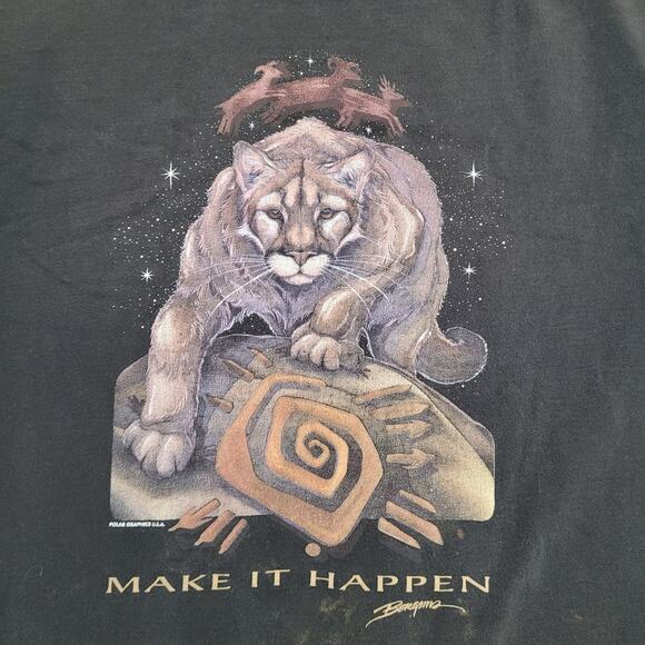 Vintage Animal Shirt L/XL 23x27 Cougar Black - Picture 13 of 14